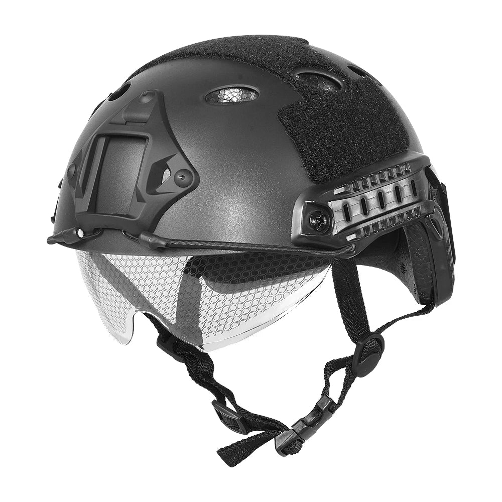 Casque Tactique Fast PJ Airsoft avec Lunettes – Protection Tête ABS CS Tir Outdoor - BLACKBEARD OUTDOOR INDUSTRIES