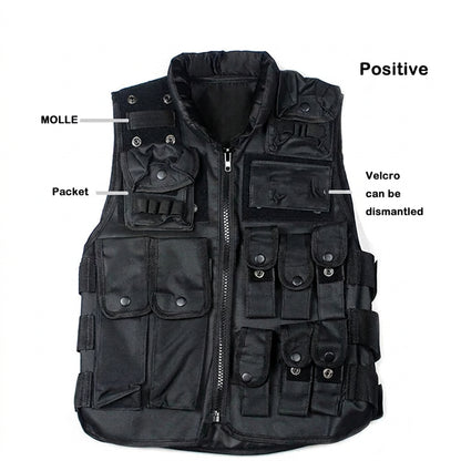 Gilet tactique SWAT noir en nylon, style police et intervention