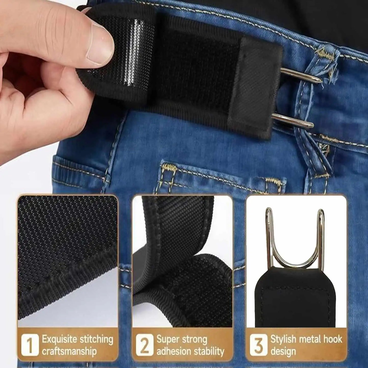 Ceinture Élastique Sans Boucle Crochet Métal – Invisible, Unisexe, Lot de 1 à 4