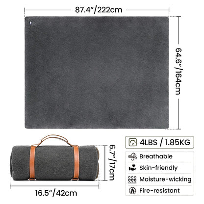Couverture de camping 80 % laine – Grand format 222 × 164 cm
