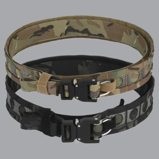 Ceinture Tactique Ferro Bison – Ceinture de Combat à Double Couche avec Boucle Métallique D-Ring, Système MOLLE, Boucle à Détachement Rapide pour Airsoft, Chasse et Activités Tactiques BLACKBEARD OUTDOOR INDUSTRIES