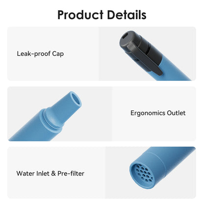Paille filtrante à eau compacte – Camping, randonnée et bivouac