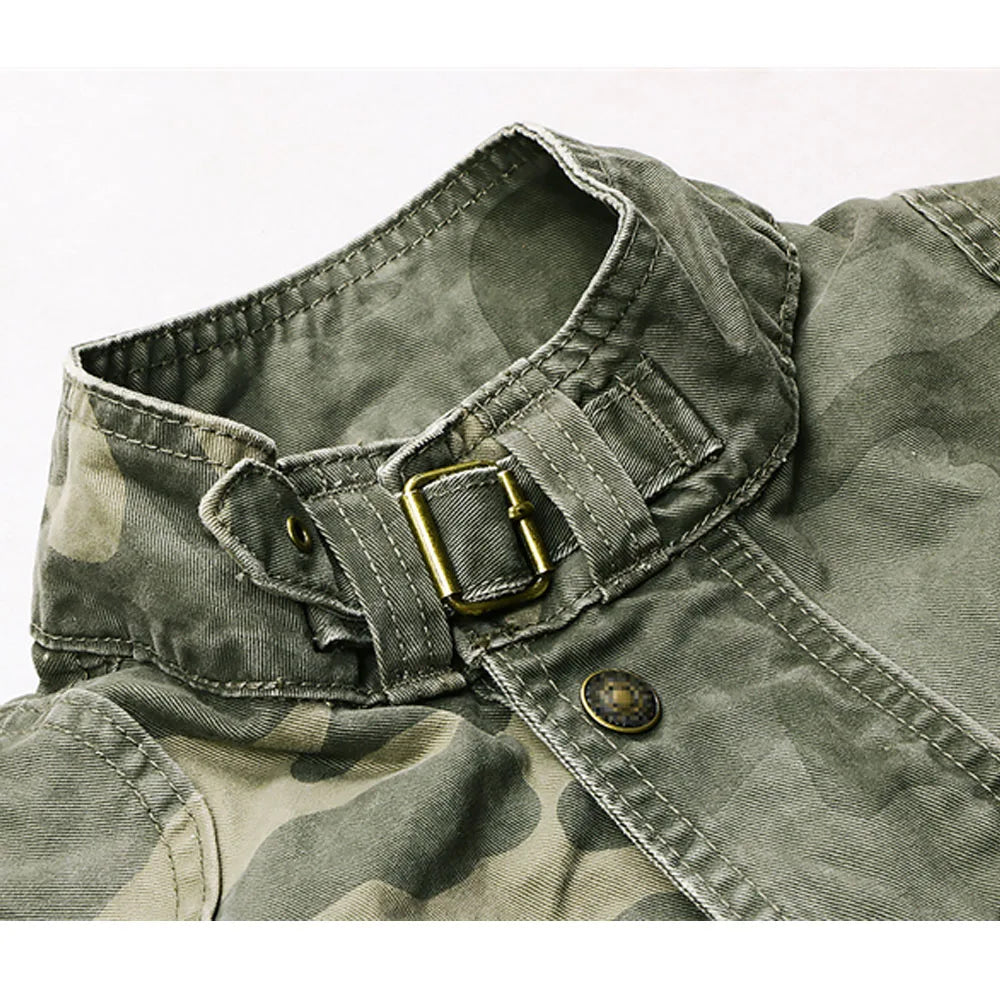 Casual Camouflage Cargo Jacket Mens Cotton Multi Pocket Tactical Coats Stand Collar Fashion Vintage Autumn Bomber Outwear BLACKBEARD OUTDOOR INDUSTRIES