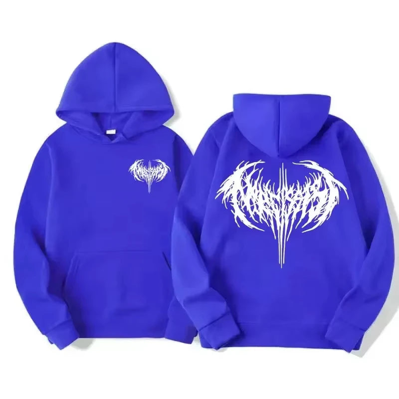 Sweat à capuche gothique femme imprimé, coupe ample