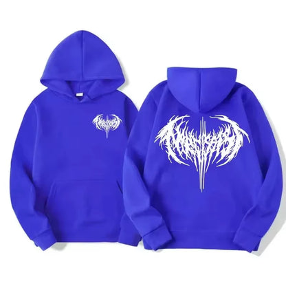 Sweat à capuche gothique femme imprimé, coupe ample