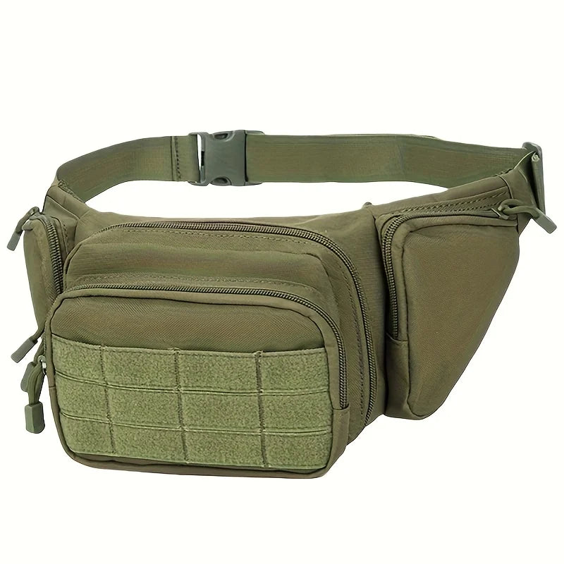 Sacoche banane tactique en nylon résistant – multi‑poches MOLLE avec holster et 4 porte‑chargeurs, idéale pour la randonnée, le vélo et le voyage (Kaki/Noir/Vert) - BLACKBEARD OUTDOOR INDUSTRIES