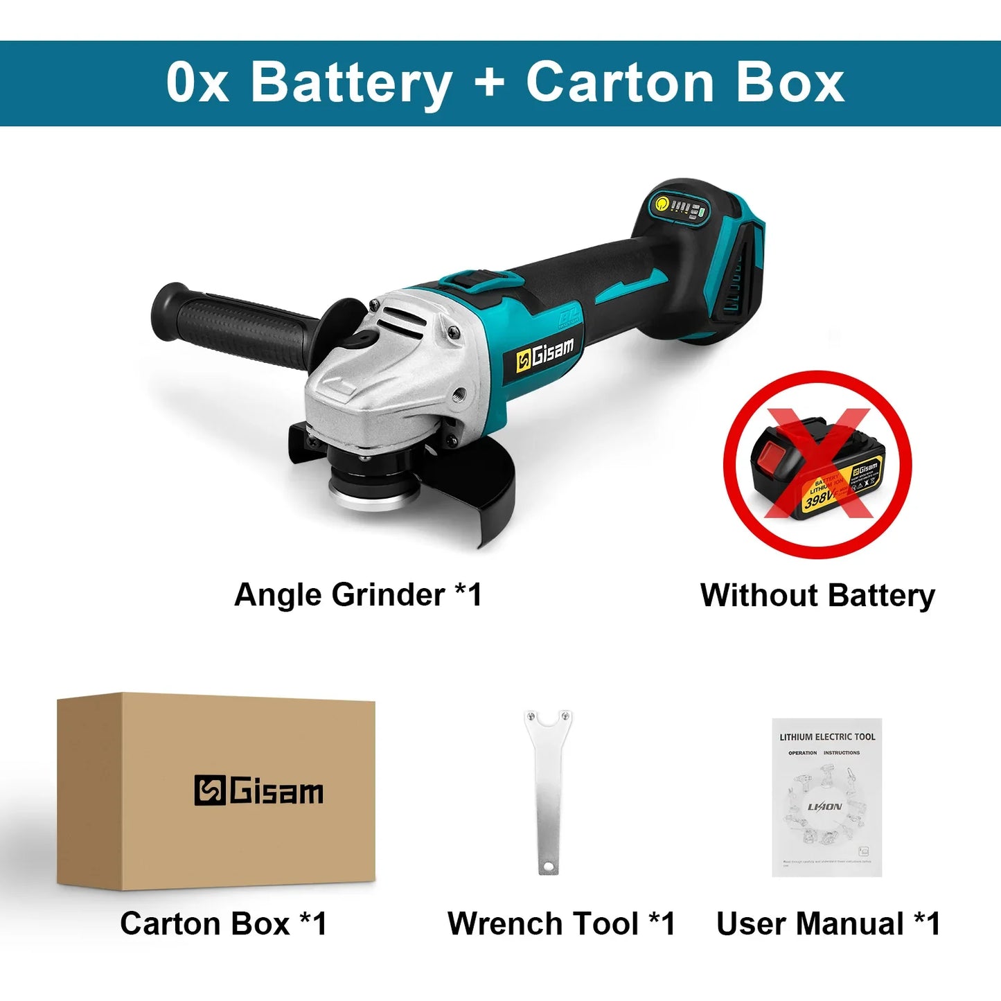 Meuleuse d’Angle Électrique Brushless 125 mm Gisam – Vitesse Variable – Compatible Batterie Makita 18V - BLACKBEARD OUTDOOR INDUSTRIES