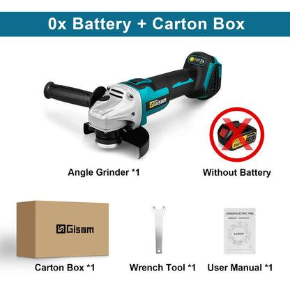 Meuleuse d’Angle Électrique Brushless 125 mm Gisam – Vitesse Variable – Compatible Batterie Makita 18V - BLACKBEARD OUTDOOR INDUSTRIES