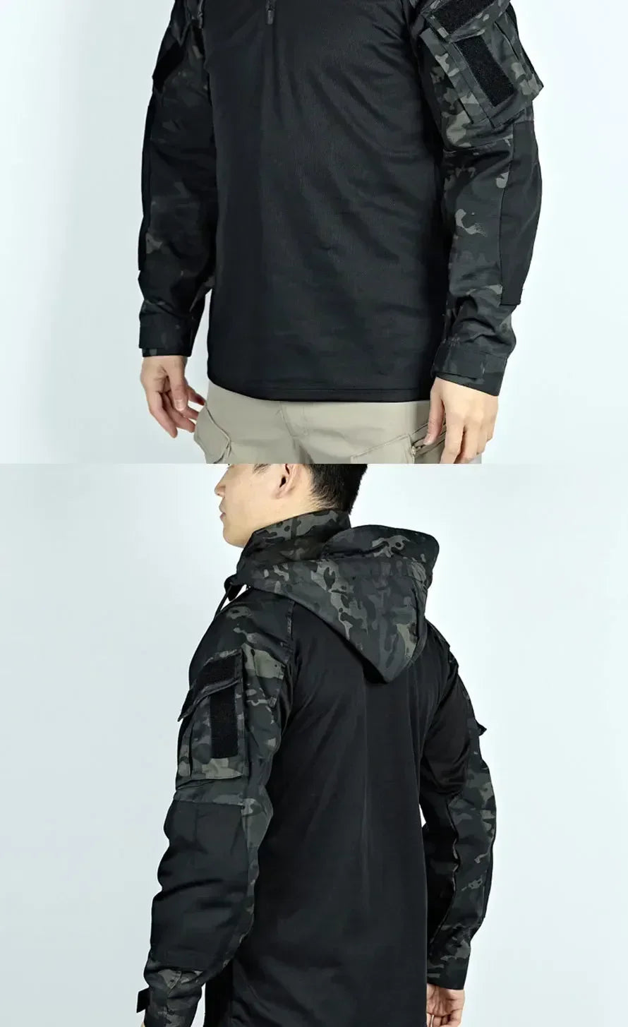 Chemise tactique unisexe manches longues – T-shirt respirant à capuche camouflage pour chasse, entraînement et paintball - BLACKBEARD OUTDOOR INDUSTRIES