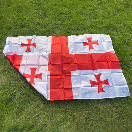 Drapeau de la Géorgie 90x150 cm – Bannière en Polyester Imprimée des Deux Côtés pour Décoration BLACKBEARD OUTDOOR INDUSTRIES