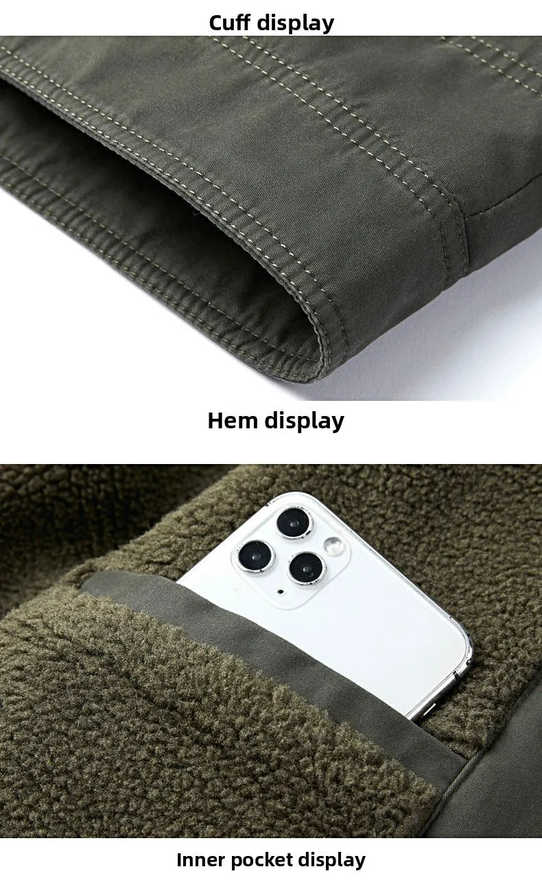 Autumn Winter Men's Cotton Thick Warm Fleece Jackets Stand Collar Fleece Lined Outdoor Workwear Warm Casual Style New Arrival BLACKBEARD OUTDOOR INDUSTRIES