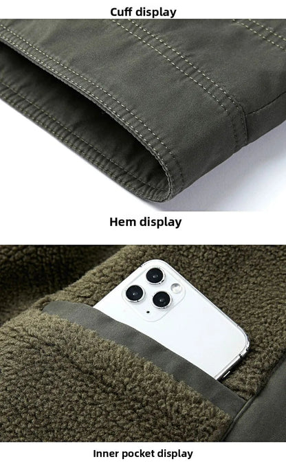 Autumn Winter Men's Cotton Thick Warm Fleece Jackets Stand Collar Fleece Lined Outdoor Workwear Warm Casual Style New Arrival BLACKBEARD OUTDOOR INDUSTRIES