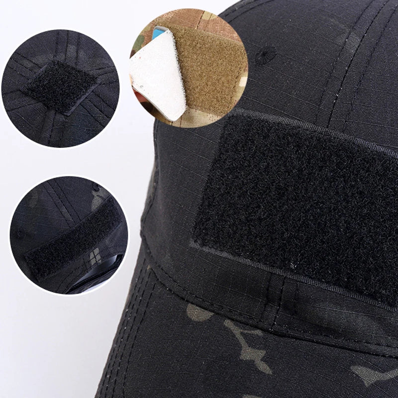 Casquette militaire camouflage tactique avec velcro, réglable