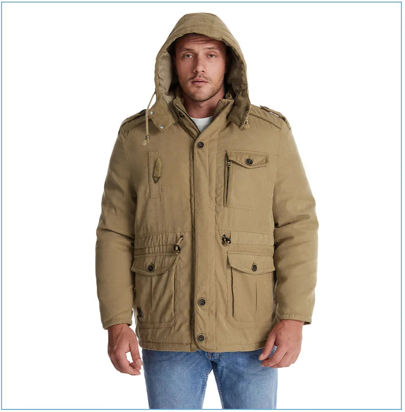 Parka Homme Hiver Chaude – LZLLTT Avec Capuche Amovible | Doublure Polaire | Multipoches | -30°C à +5°C - BLACKBEARD OUTDOOR INDUSTRIES