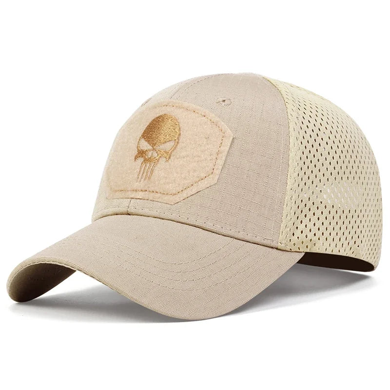 Casquette Baseball Skull Brodée – Camouflage & Uni Réglable Respirante Unisexe Outdoor