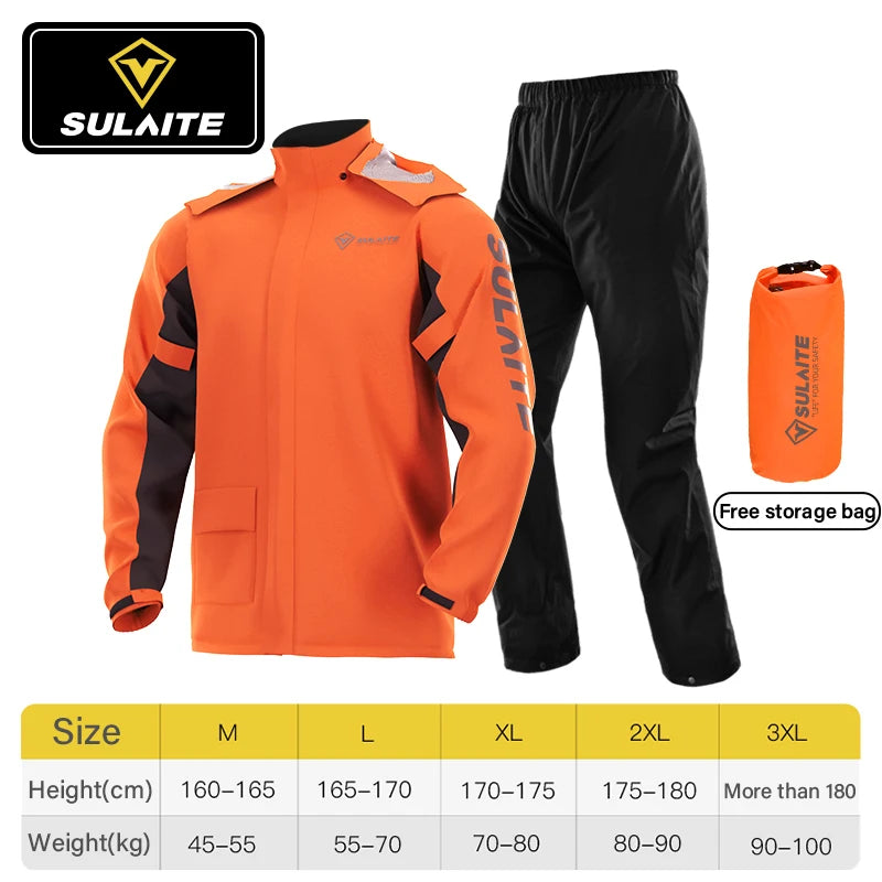 Combinaison Pluie Moto Imperméable 2 Pièces — Veste + Pantalon | Vert & Orange | M à XXXL - BLACKBEARD OUTDOOR INDUSTRIES