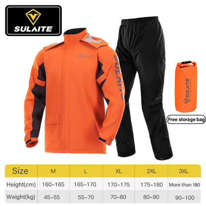 Combinaison Pluie Moto Imperméable 2 Pièces — Veste + Pantalon | Vert & Orange | M à XXXL - BLACKBEARD OUTDOOR INDUSTRIES