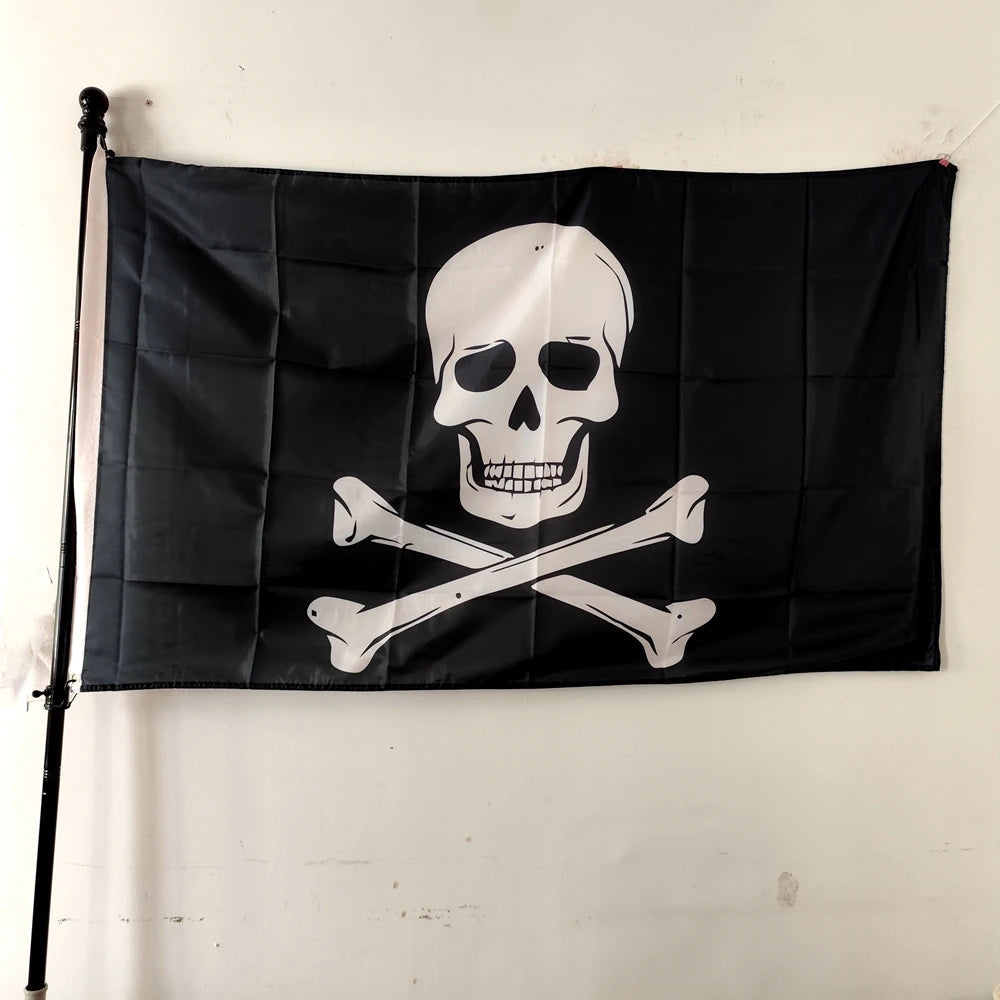 Drapeau Pirate Skull 90x150cm – Design Jolly Roger Jack Rackham – Polyester Durable Résistant aux Intempéries pour Décoration Extérieure BLACKBEARD OUTDOOR INDUSTRIES