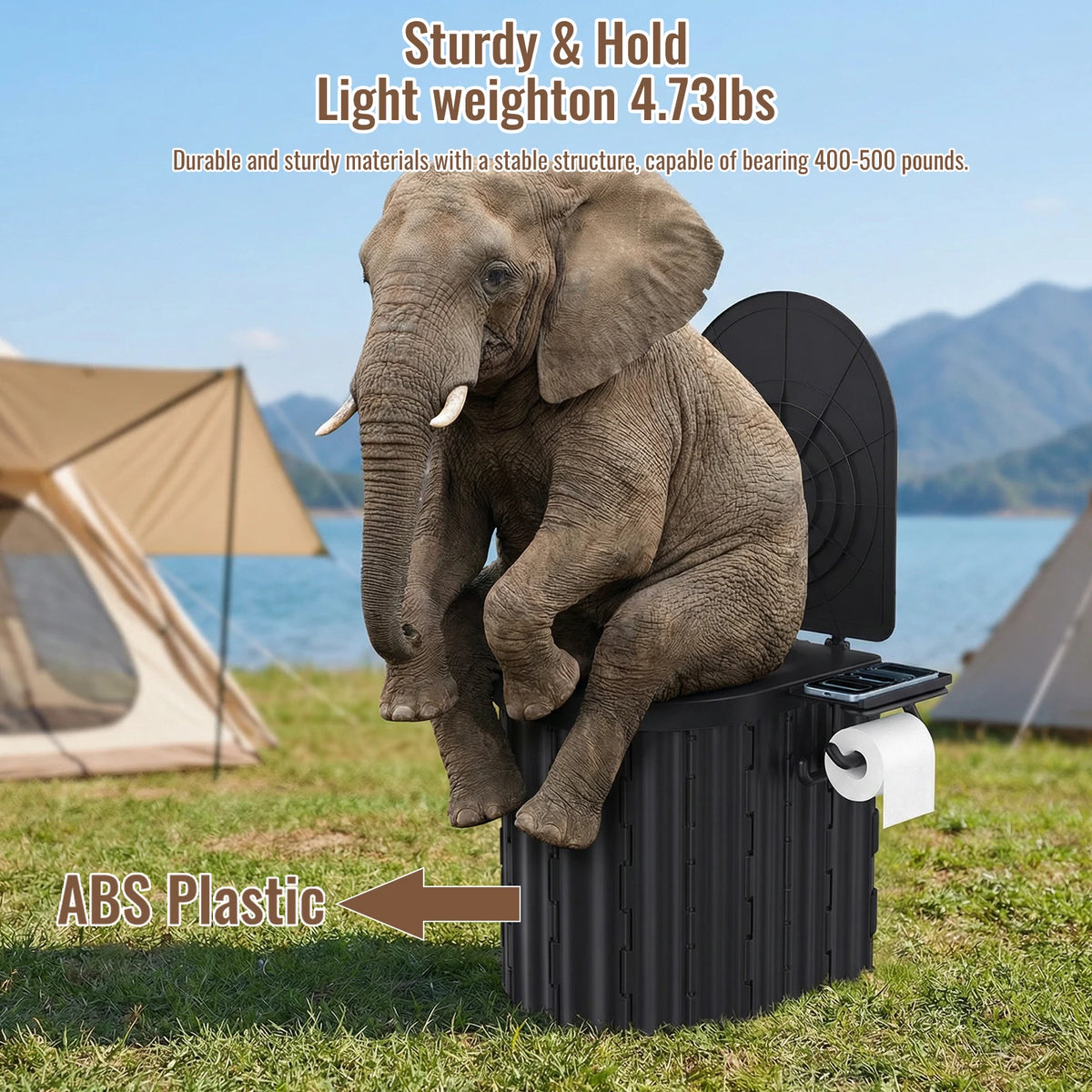 Toilette Portable Pliable Outdoor - Avec Couvercle, Charge 180kg