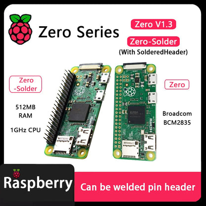 Carte Raspberry Pi Zero Officielle – Zero / Zero W / Zero 2 W / Zero-Solder / Zero W-Solder avec Header Soudé – 512 Mo RAM – Puce Broadcom Ma boutique