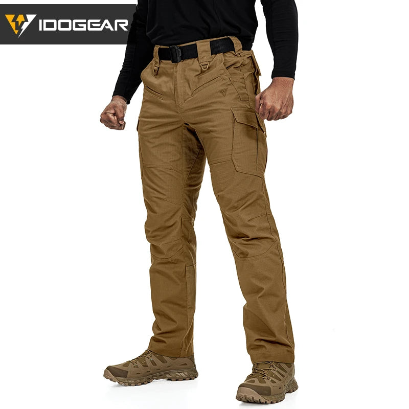 Pantalon tactique IDOGEAR ripstop waterproof stretch 10 poches coyote