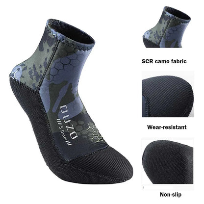 Chaussons Courts Néoprène 5MM Plongée – Antidérapant, Anti-Sable | Surf, Snorkeling, Plage | S à XXXL