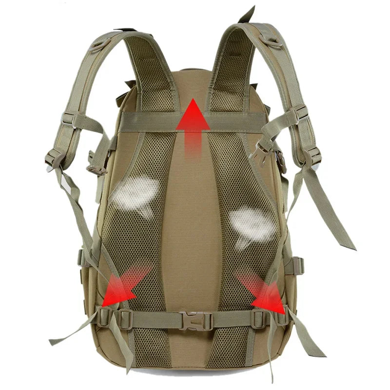 Sac à Dos Tactique 30-40L Homme – Compatible MOLLE, Camouflage, Camping & Randonnée