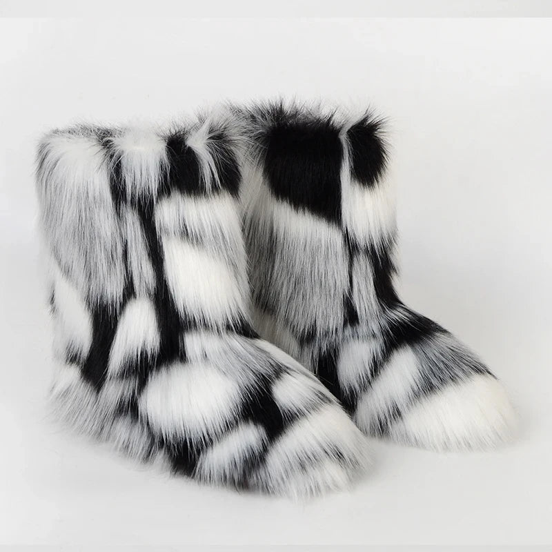 Bottes d’hiver femme fourrées en fausse fourrure