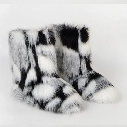 Bottes d’hiver femme fourrées en fausse fourrure