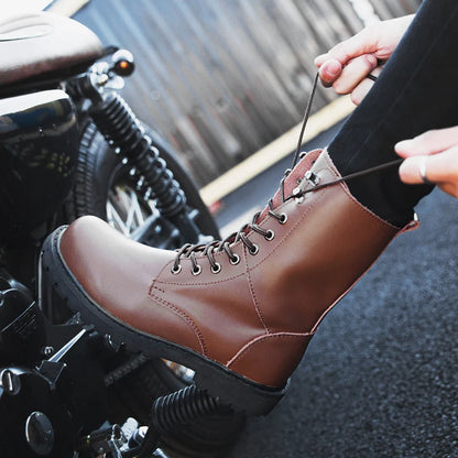 Boots Homme Cuir Véritable Fourrées – Mi-Mollet Lacets Hiver Outdoor