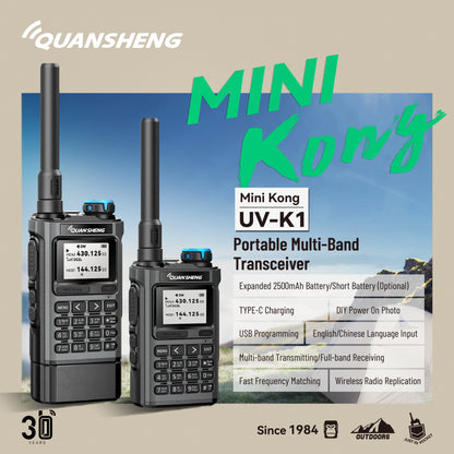Talkie-walkie UV-K1 VHF/UHF rechargeable USB-C – 200 canaux