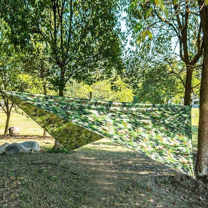 Tarp Camouflage Outdoor – Bâche Ultralégère Camping, Abri Soleil & Hamac Imperméable