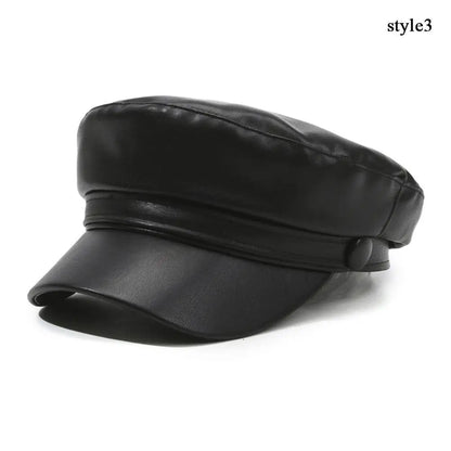 Casquette gavroche femme en simili cuir PU