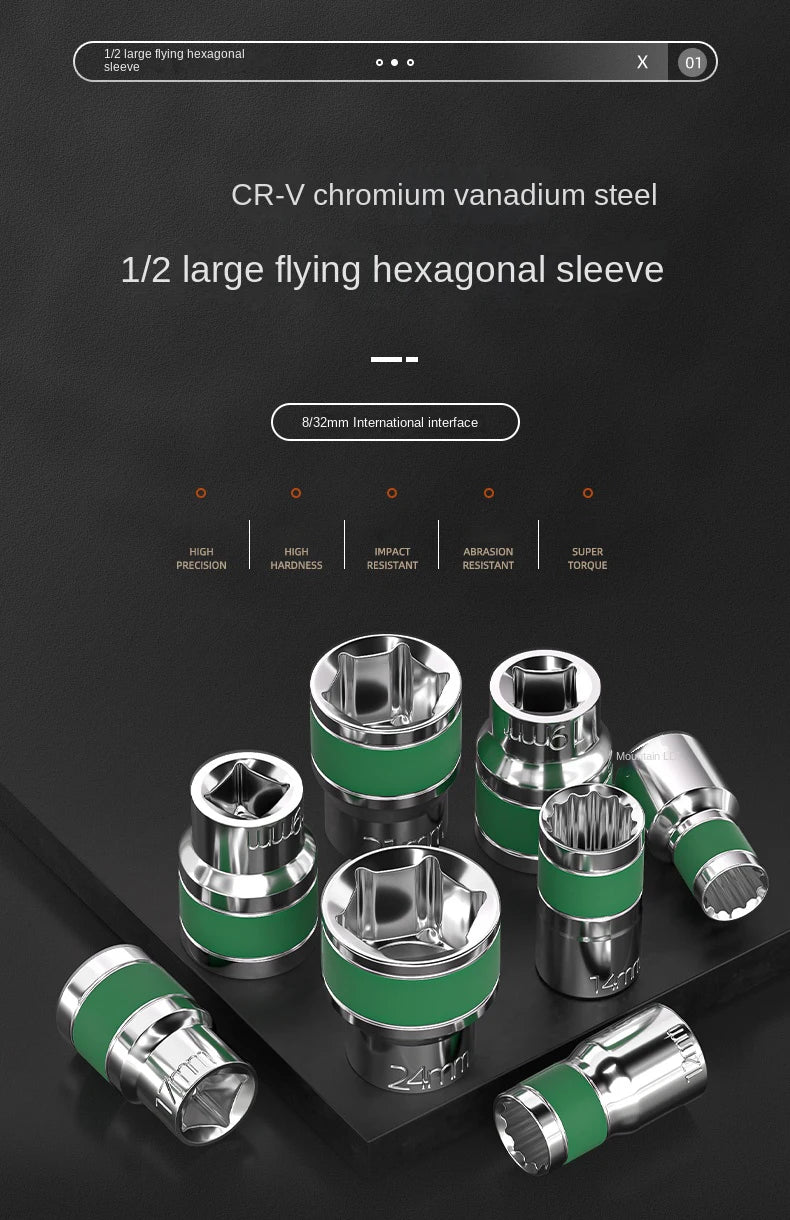 Jeu de Douilles 8-32 mm | Hexagonales 1/2" – Renforcées & Épaissies | Pour Clé à Chocs ou Pneumatique - BLACKBEARD OUTDOOR INDUSTRIES