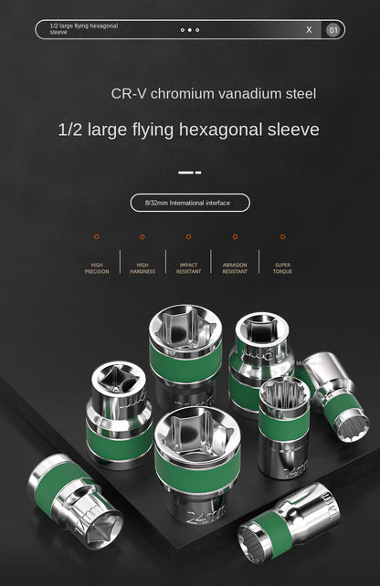 Jeu de Douilles 8-32 mm | Hexagonales 1/2" – Renforcées & Épaissies | Pour Clé à Chocs ou Pneumatique - BLACKBEARD OUTDOOR INDUSTRIES