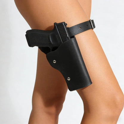 Holster de cuisse noir réglable en simili cuir