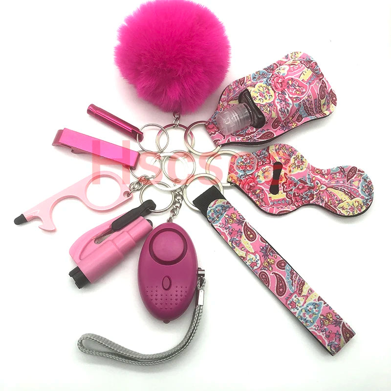 Kit porte-clés de sécurité femme 10 pièces avec dragonne