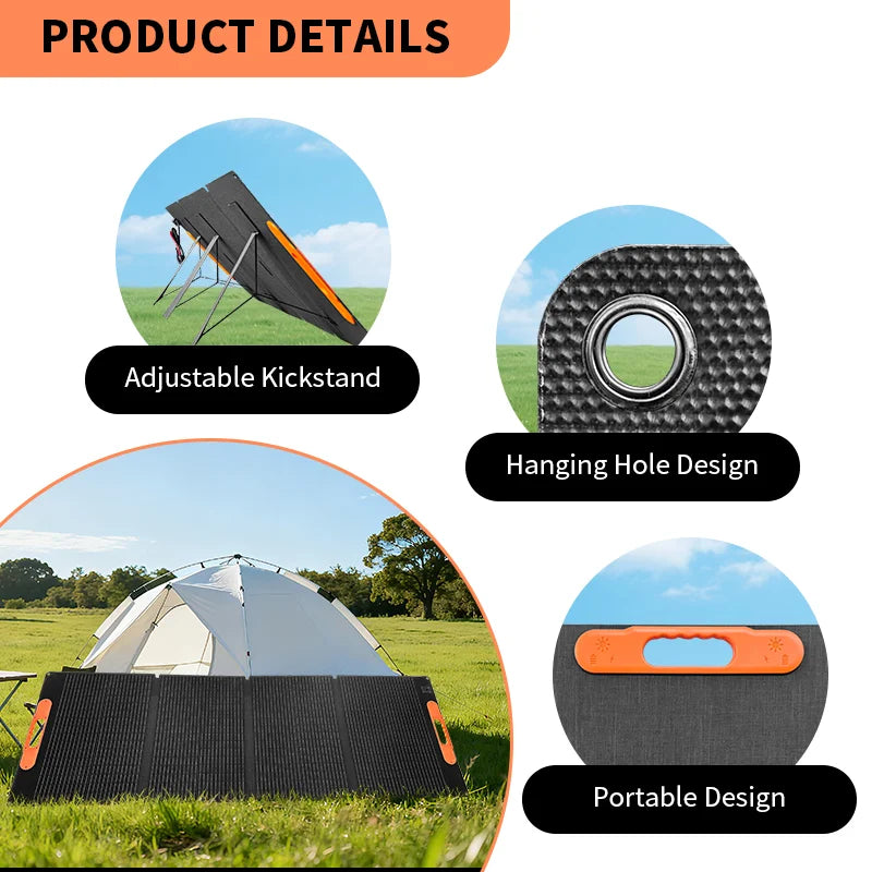 Panneau Solaire Portable 200W Pliable pour Générateur Électrique en Camping