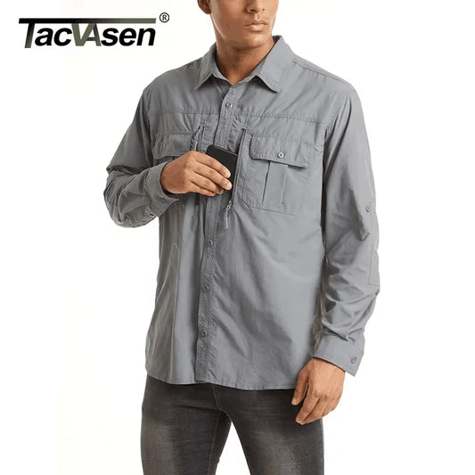 Chemise Cargo Homme TACVASEN – Respirante & Séchage Rapide Manches longues • Multi-poches • Randonnée, Pêche, Travail, Outdoor - BLACKBEARD OUTDOOR INDUSTRIES