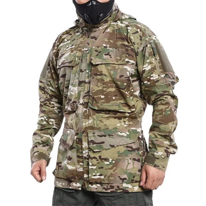 M2 Tactical Windbreaker Jacket – Veste de Travail Camouflée Imperméable à Capuche pour Randonnée, Sports et Activités en Extérieur BLACKBEARD OUTDOOR INDUSTRIES