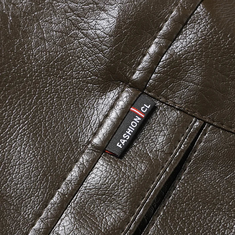 YJKVUR Men's Fleece-Lined Warm Faux Leather Jacket Waterproof Windproof Autumn Winter New Arrival Man Motorcycle Stylish Coat ﻿ BLACKBEARD OUTDOOR INDUSTRIES