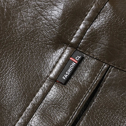 YJKVUR Men's Fleece-Lined Warm Faux Leather Jacket Waterproof Windproof Autumn Winter New Arrival Man Motorcycle Stylish Coat ﻿ BLACKBEARD OUTDOOR INDUSTRIES