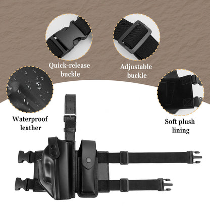 Holster de cuisse droitier Glock 17, 18 et 19 avec porte-chargeur