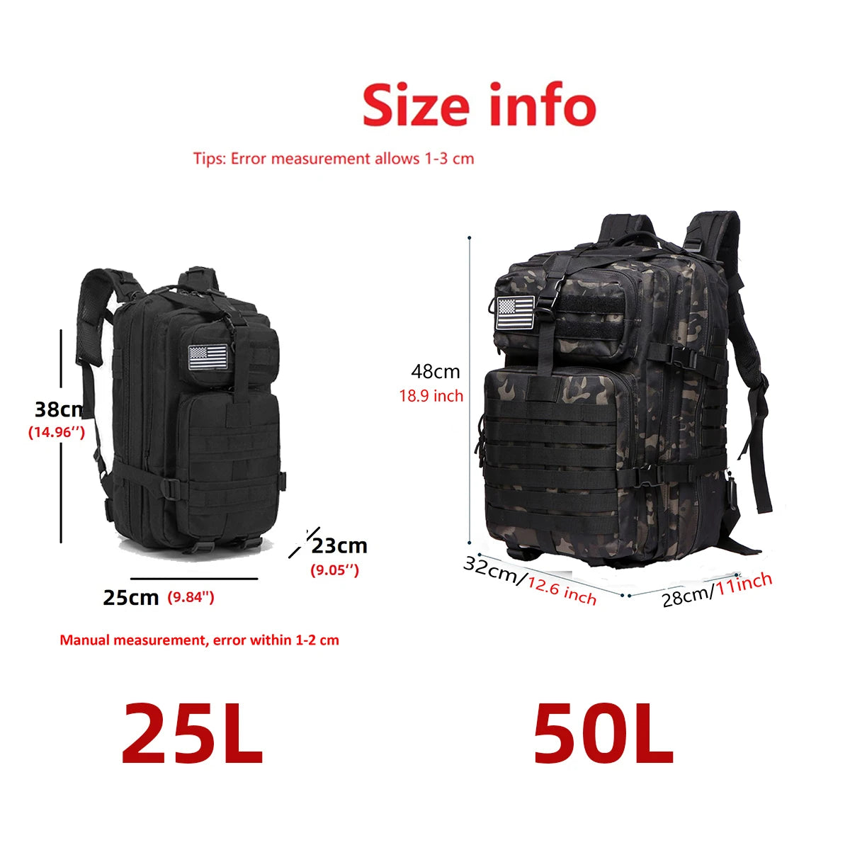 Sac à Dos Thuram 25L/50L – Nylon Résistant et Imperméable, Sac Tactique pour Sports, Randonnée, Pêche, Chasse et Camping - BLACKBEARD OUTDOOR INDUSTRIES