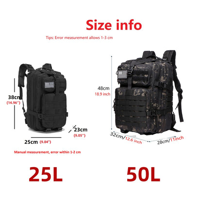 Sac à Dos Thuram 25L/50L – Nylon Résistant et Imperméable, Sac Tactique pour Sports, Randonnée, Pêche, Chasse et Camping - BLACKBEARD OUTDOOR INDUSTRIES
