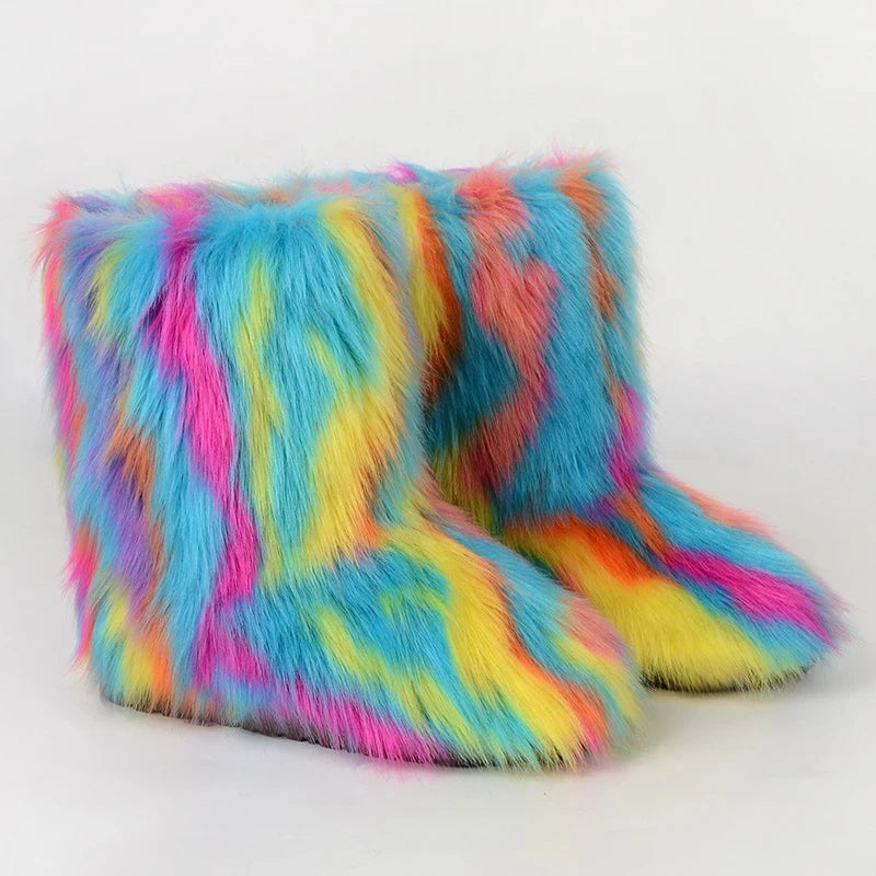 Bottes d’hiver femme fourrées en fausse fourrure