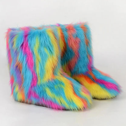 Bottes d’hiver femme fourrées en fausse fourrure