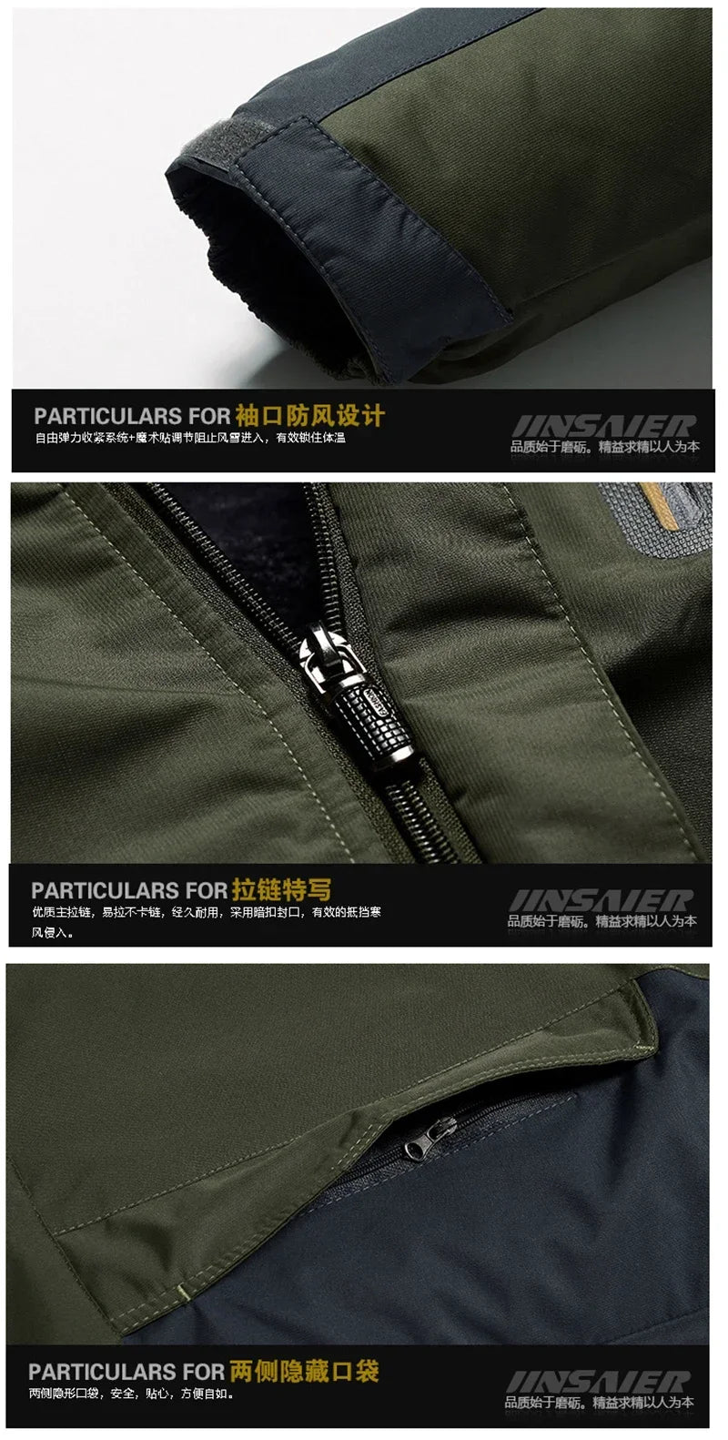 Parka Hiver Homme 2024 - Veste Chaude Imperméable avec Capuche Amovible | Coupe-Vent Militaire Fleece Jusqu’au 9XL - BLACKBEARD OUTDOOR INDUSTRIES