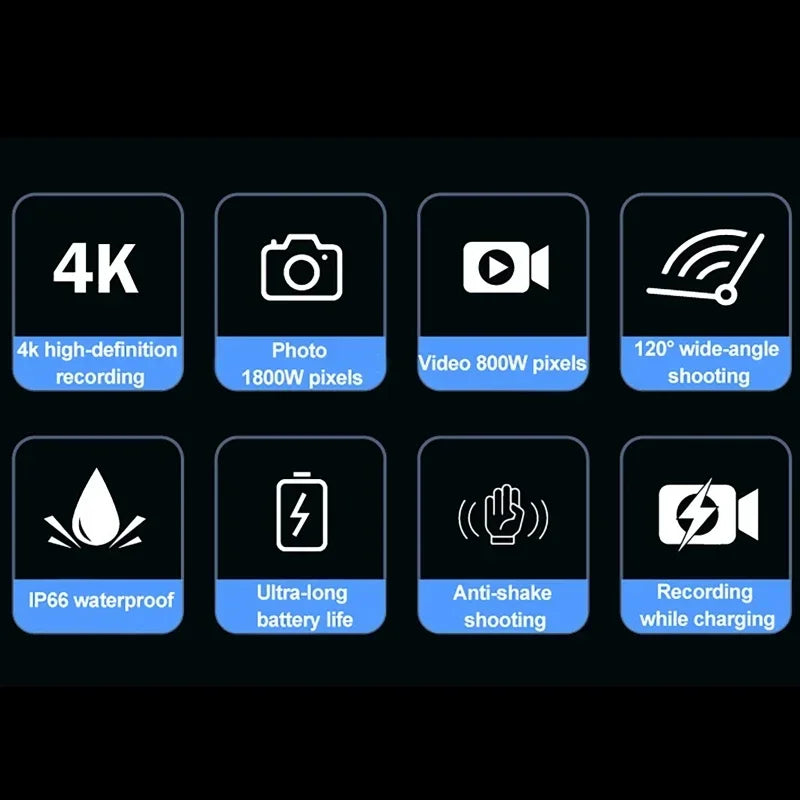 Caméra Sport 4K WiFi Luxuglow – Étanche IP66, Grand Angle 120°, Stabilisation Vidéo Ma boutique