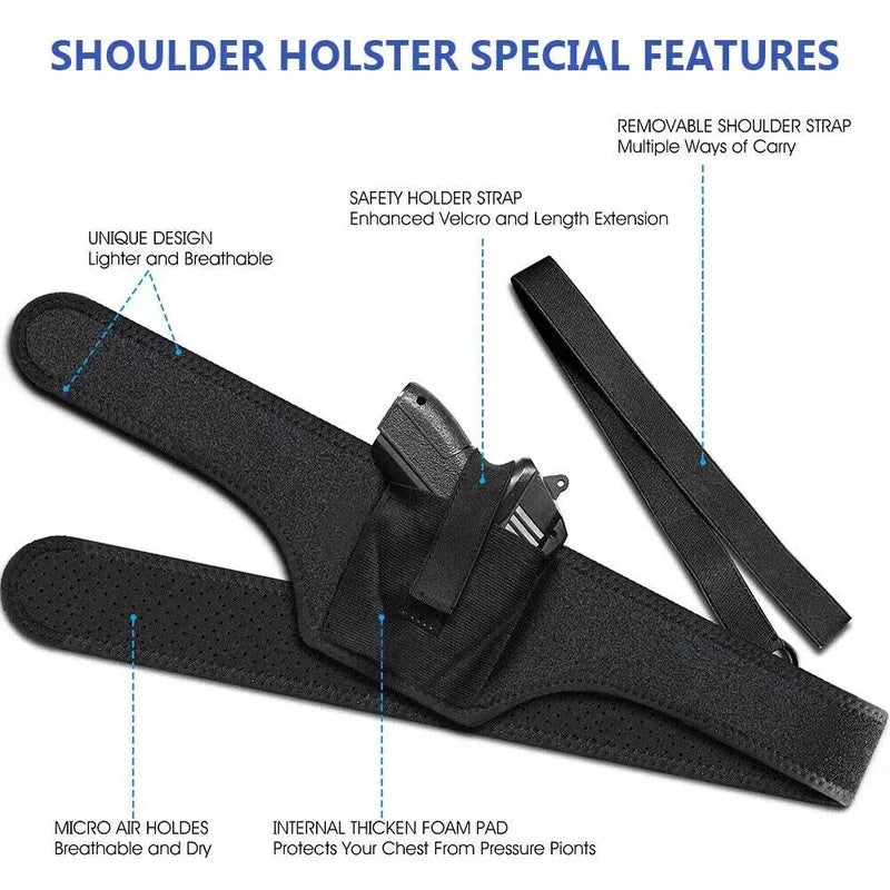 Holster Universel 3-en-1 Néoprène – Épaule, Ceinture & Cuisse, Compatible MOLLE | Droitier | Tailles M, L, XL - BLACKBEARD OUTDOOR INDUSTRIES